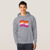 Lesbian Sunset Liebe Pride Wavy Flag Hoodie (Vorne ganz)
