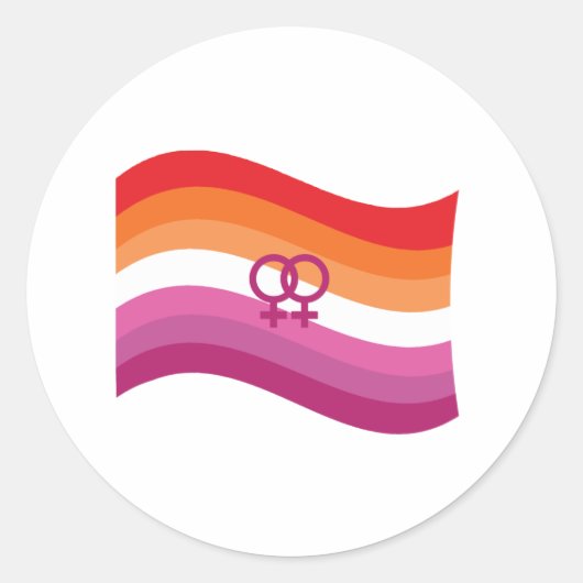Lesbian Sunset Liebe Pride Wavy Flag Runder Aufkleber (Vorderseite)