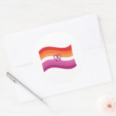 Lesbian Sunset Liebe Pride Wavy Flag Runder Aufkleber (Umschlag)