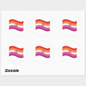 Lesbian Sunset Liebe Pride Wavy Flag Runder Aufkleber (Blatt)