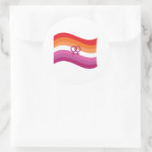 Lesbian Sunset Liebe Pride Wavy Flag Runder Aufkleber (Tasche)