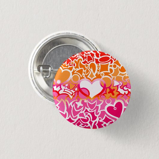 Lesbian Sunset Pride Squiggle Button (Vorne & Hinten)