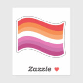 Lesbian Sunset Pride Wavy Flag Aufkleber (Blatt)