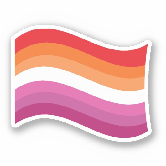 Lesbian Sunset Pride Wavy Flag Aufkleber (Vorderseite)