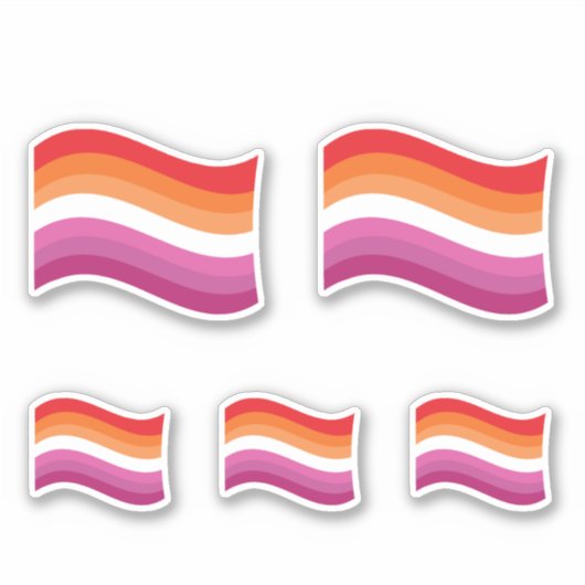 Lesbian Sunset Pride Wavy Flag Aufkleber (Vorderseite)