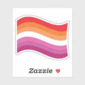 Lesbian Sunset Pride Wavy Flag Aufkleber (Blatt)
