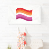 Lesbian Sunset Pride Wavy Flag Banner (Insitu)