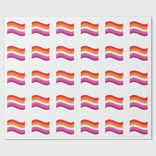 Lesbian Sunset Pride Wavy Flag Geschenkpapier (Flach)
