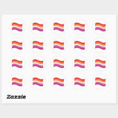Lesbian Sunset Pride Wavy Flag Runder Aufkleber (Blatt)
