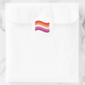 Lesbian Sunset Pride Wavy Flag Runder Aufkleber (Tasche)