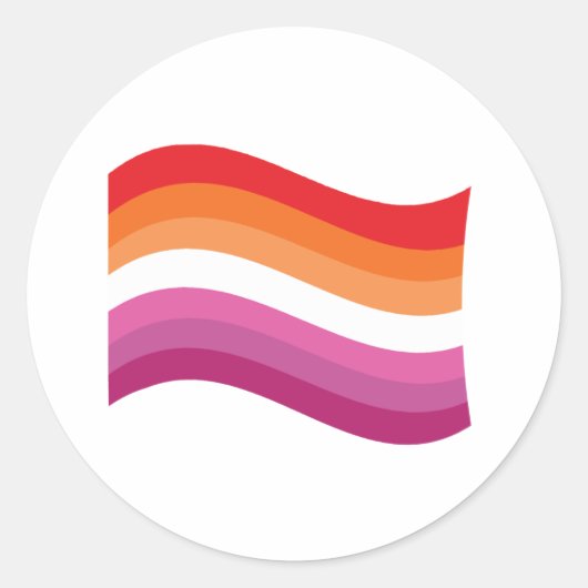 Lesbian Sunset Pride Wavy Flag Runder Aufkleber (Vorderseite)