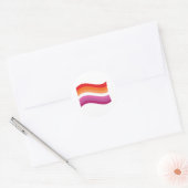 Lesbian Sunset Pride Wavy Flag Runder Aufkleber (Umschlag)
