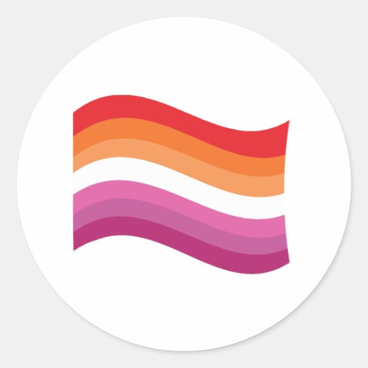 Lesbian Sunset Pride Wavy Flag Runder Aufkleber (Vorderseite)
