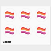 Lesbian Sunset Pride Wavy Flag Runder Aufkleber (Blatt)