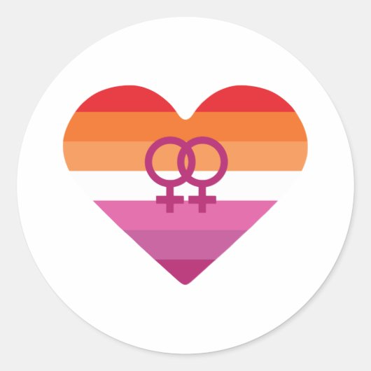 Lesbian Sunset WLW Herz Runder Aufkleber (Vorderseite)