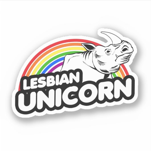 Lesbian Unicorn Rainbow Aufkleber (Vorderseite)