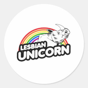 Lesbian Unicorn Rainbow Runder Aufkleber