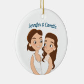 Lesbian Wedding Anniversary Custom Couple Keramik Ornament (Rechts)