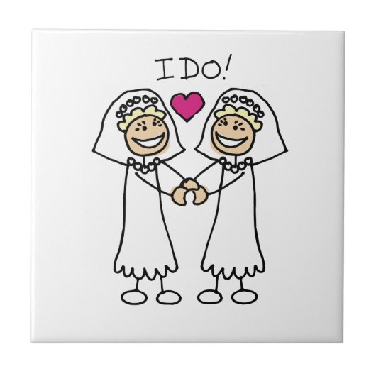 Lesbian Wedding Bridal Fliese (Vorderseite)