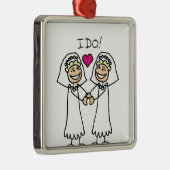 Lesbian Wedding Bridal Silbernes Ornament (Rechts)