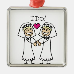 Lesbian Wedding Bridal Silbernes Ornament