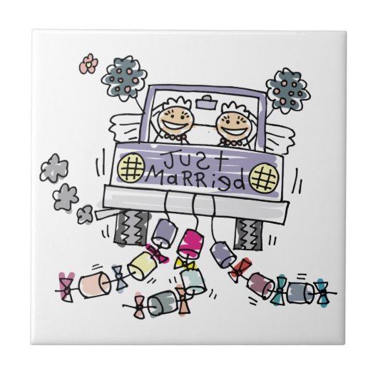 Lesbian Wedding Brides Fliese (Vorderseite)