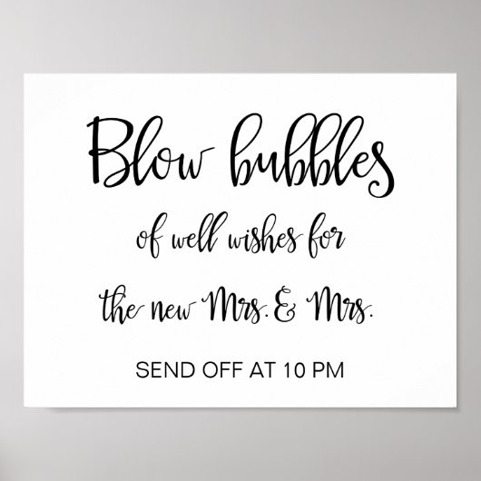 Lesbian Wedding Bubbles Sign | Kalligrafie Poster (Vorne)