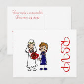 Lesbian Wedding One Bride Einladungspostkarte (Vorne/Hinten)