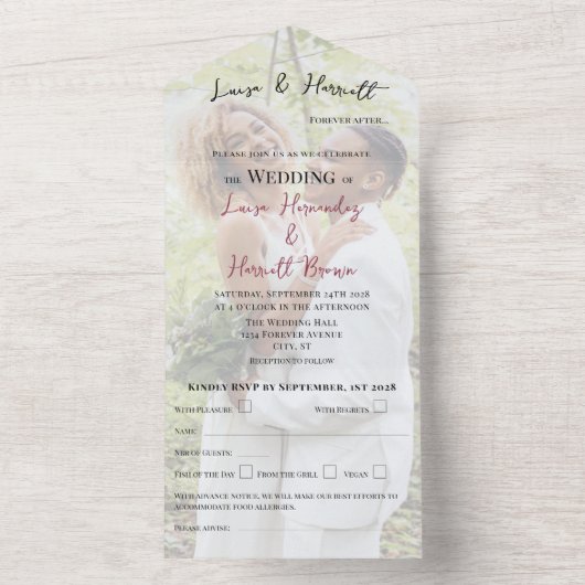 Lesbian Wedding Photo All In One Einladung (Innen)