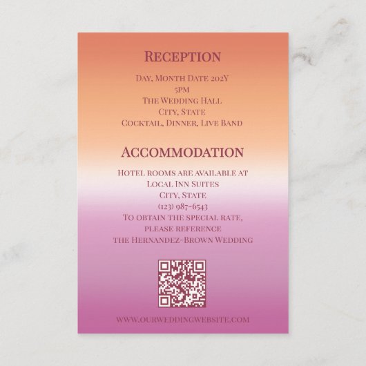 Lesbian Wedding Photo Pride Flag Gradient Begleitkarte (Rückseite)