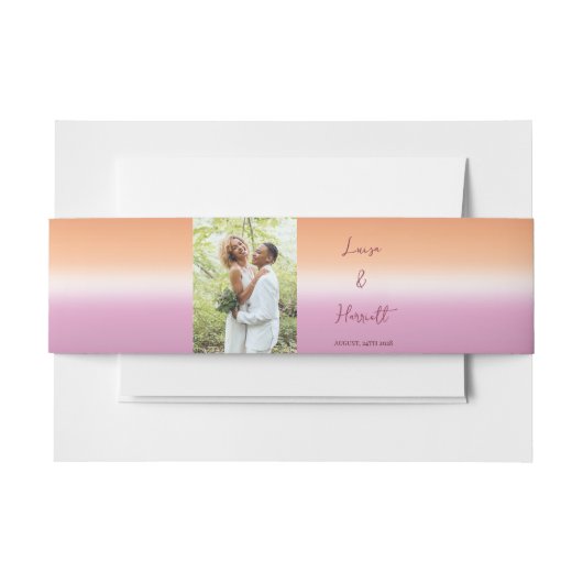 Lesbian Wedding Photo Pride Flag Gradient Einladungsbanderole (Vorderseite Beispiel)