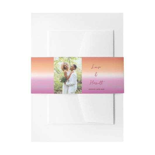 Lesbian Wedding Photo Pride Flag Gradient Einladungsbanderole (Vorderseite Beispiel)