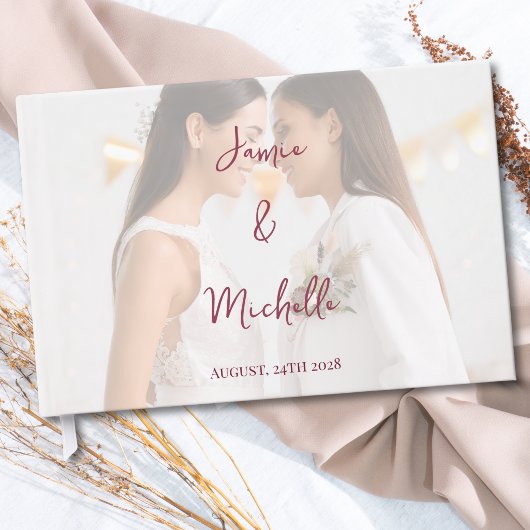 Lesbian Wedding Photo Pride Flag Gradient Gästebuch