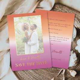 Lesbian Wedding Photo Pride Flag Gradient Gold Folieneinladung