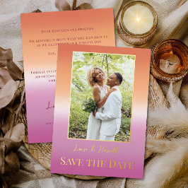 Lesbian Wedding Photo Pride Flag Gradient Gold Folieneinladung