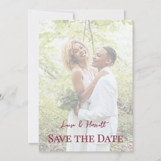 Lesbian Wedding Photo Pride Flag Gradient Save The Date (Vorderseite)