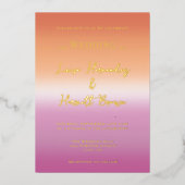 Lesbian Wedding Pride Flag Gradient Gold Folieneinladung (Vorderseite)