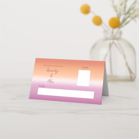 Lesbian Wedding Pride Flag Gradient Place Cards Platzkarte (Vorderseite)