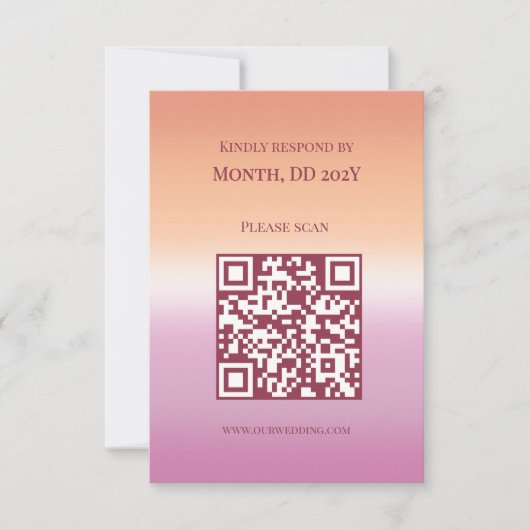 Lesbian Wedding Pride Flag Gradient QR Code RSVP Karte (Vorderseite)