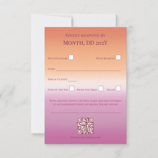 Lesbian Wedding Pride Flag Gradient RSVP Karte (Vorderseite)