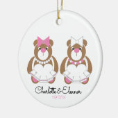 Lesbian Wedding Teddy Bar Brides Keramik Ornament (Links)