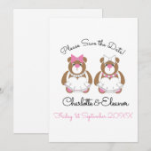 Lesbian Wedding Teddy Bar Brides Save The Date (Vorne/Hinten)