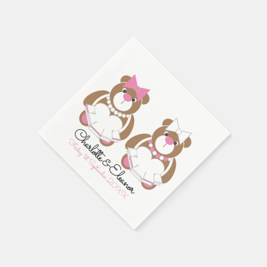 Lesbian Wedding Teddy Bar Brides Serviette (Ecke)