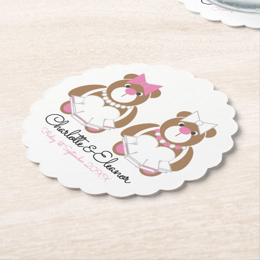 Lesbian Wedding Teddy Bar Brides Untersetzer (angewinkelt)