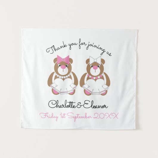 Lesbian Wedding Teddy Bar Brides Wandteppich (Vorderseite (Horizontal))