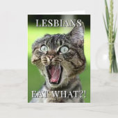 Lesbians Eat What Funny Cat Folded Birthday Card Karte (Vorderseite)