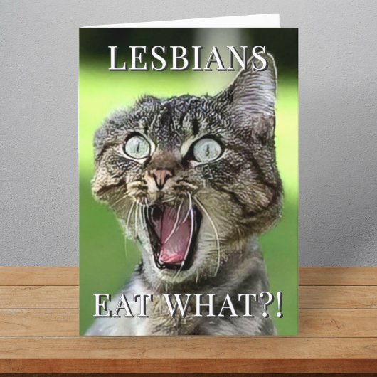 Lesbians Eat What Funny Cat Folded Birthday Card Karte