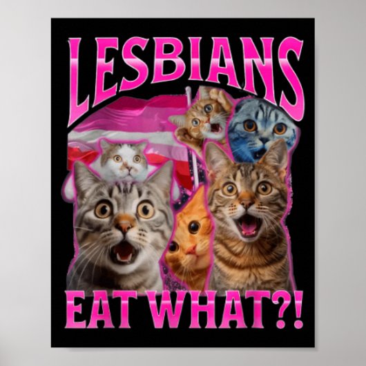 Lesbians Eat What_ Funny Cat Rude Gay Pride Lgbtq  Poster (Vorne)