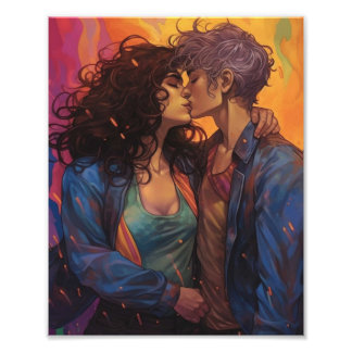 Lesbians in Love Beautiful Women Paar Fotodruck