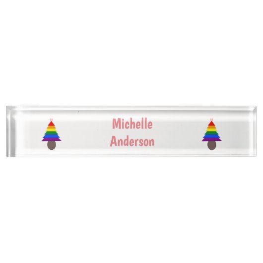 Lesbians Rainbow Christmas Tree Custom Namensplakette (Vorderseite)